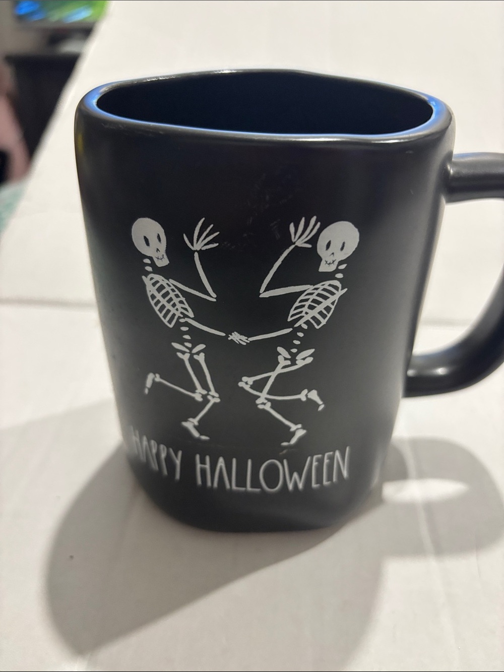 Black "Happy Halloween" Skeleton Ceramic Mug Rae Dunn